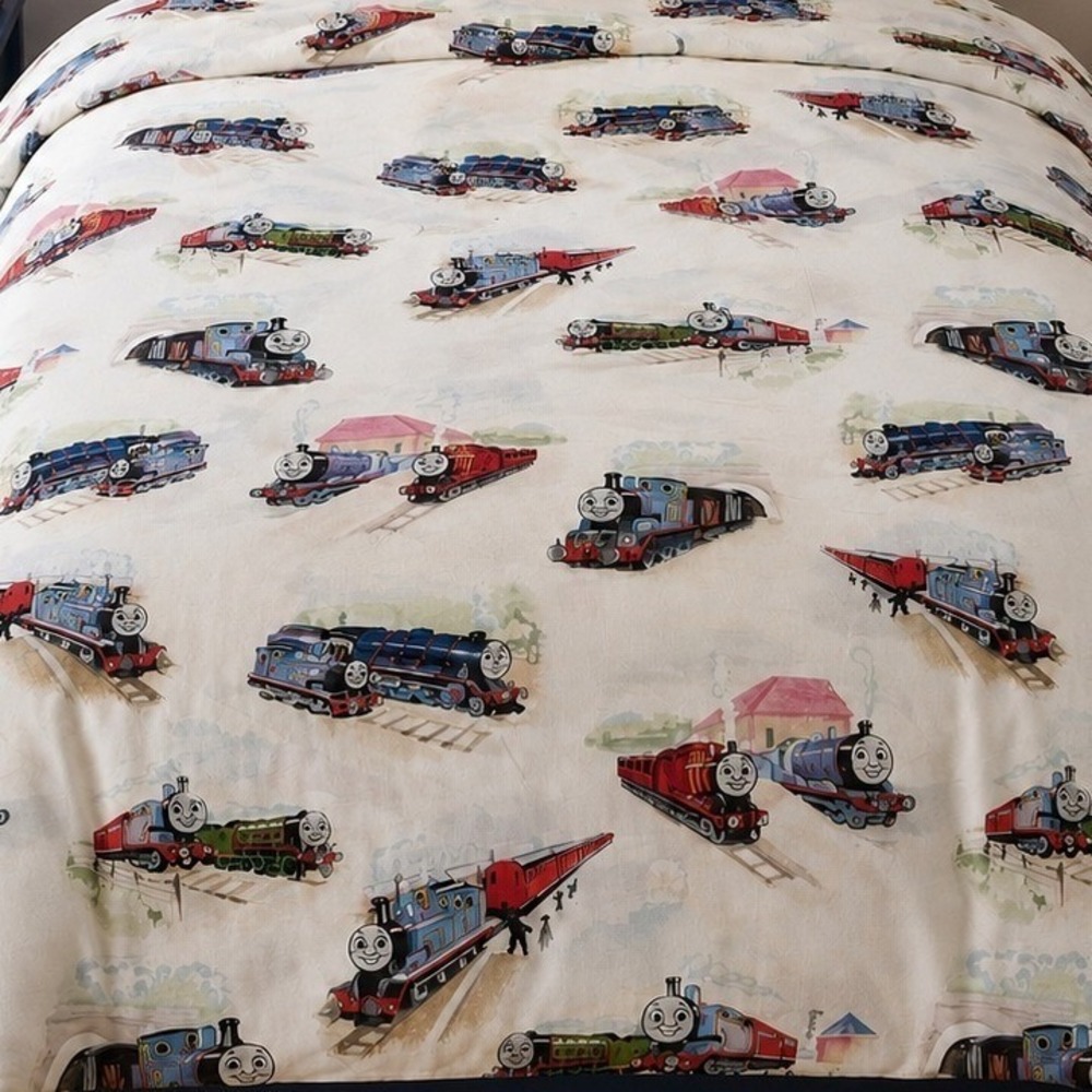 Pottery Barn Kids Thomas & Friends Twin Duvet Cover 100% Organic Cotton 2017